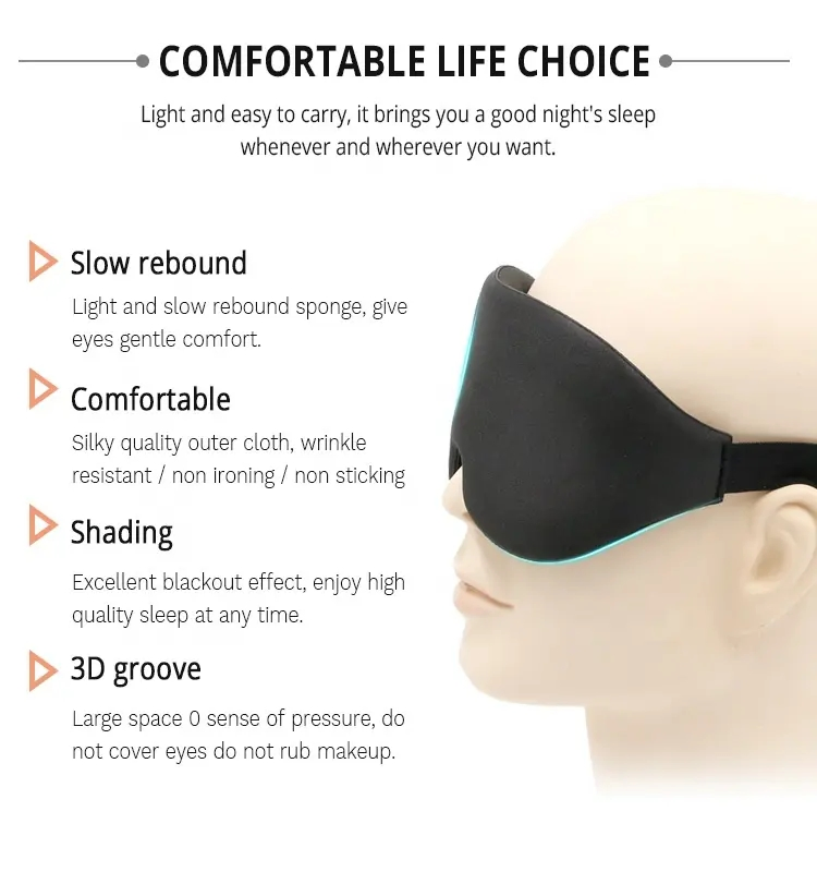 3D Eye Mask Sleep Blindfold with Poly Bag Packaging