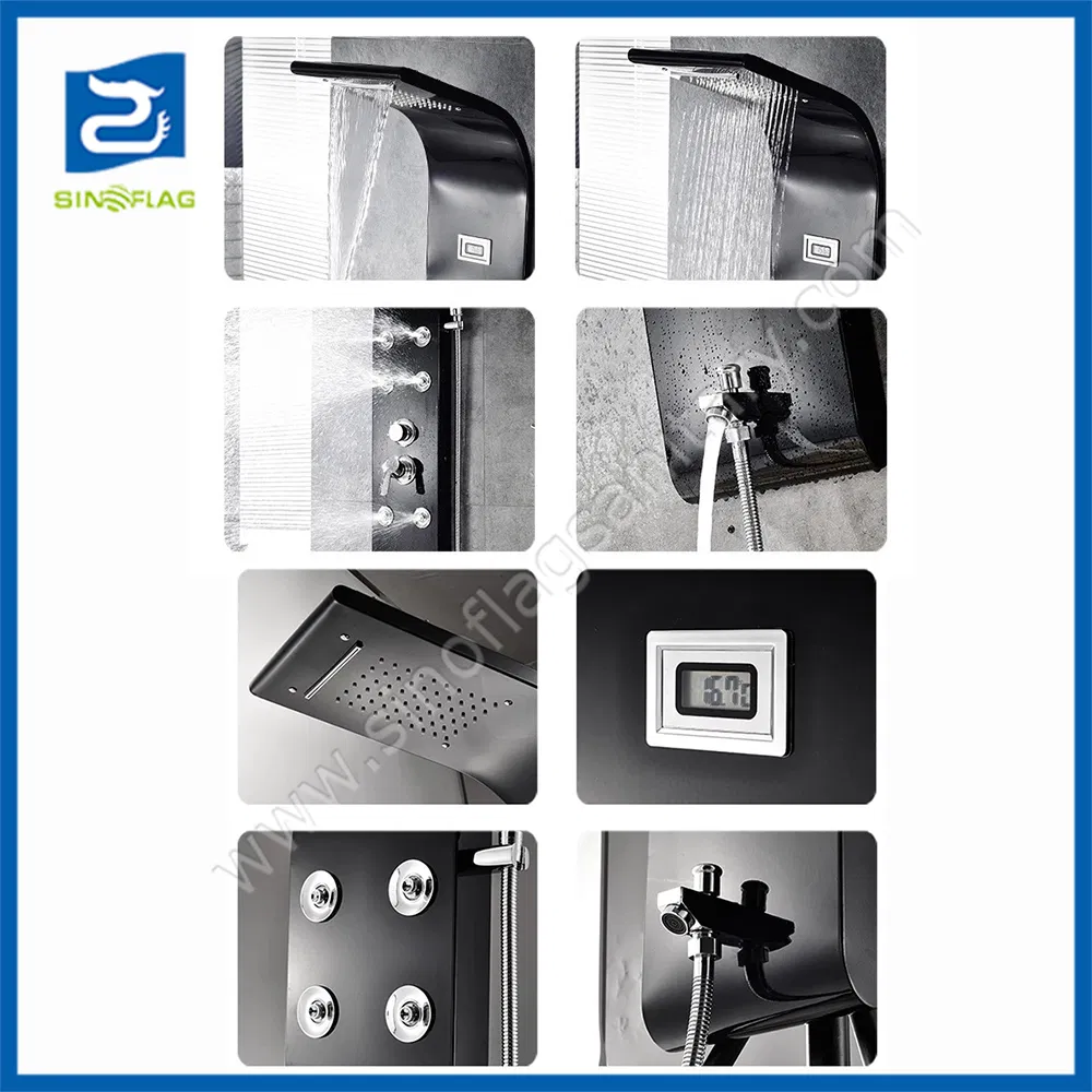 304 Stainless Steel Pink Color Shower Panel with Digital Temperature Display