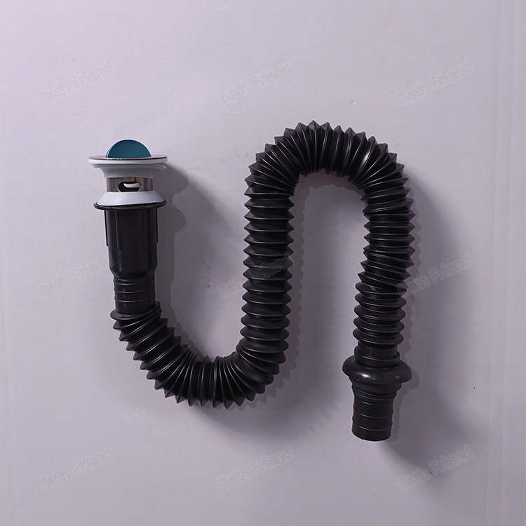 Cheap Plastic Pop up Basin Drain Flexible Basin Sink Waste Black Pipe with Stainless Steel Cover