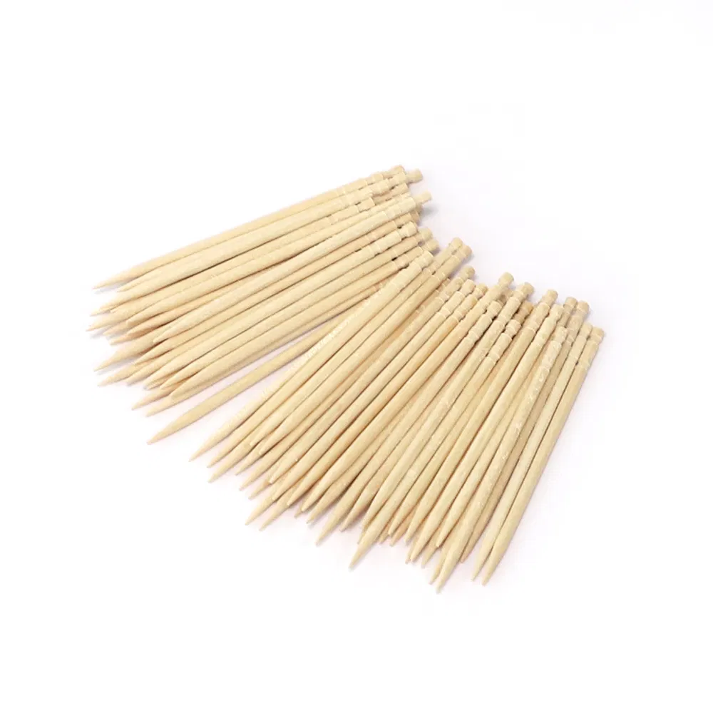 Eco-Friendly Material 65mm Wooden Toothpicks Double-Point for Appetizer, Olive, Barbecue, Fruit, Teeth Cleaning