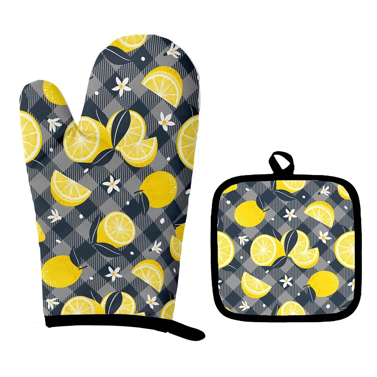 Oven Glove Set, Auxiliary Mat, Microwave Heat Insulation and Heat Protection Gloves Set