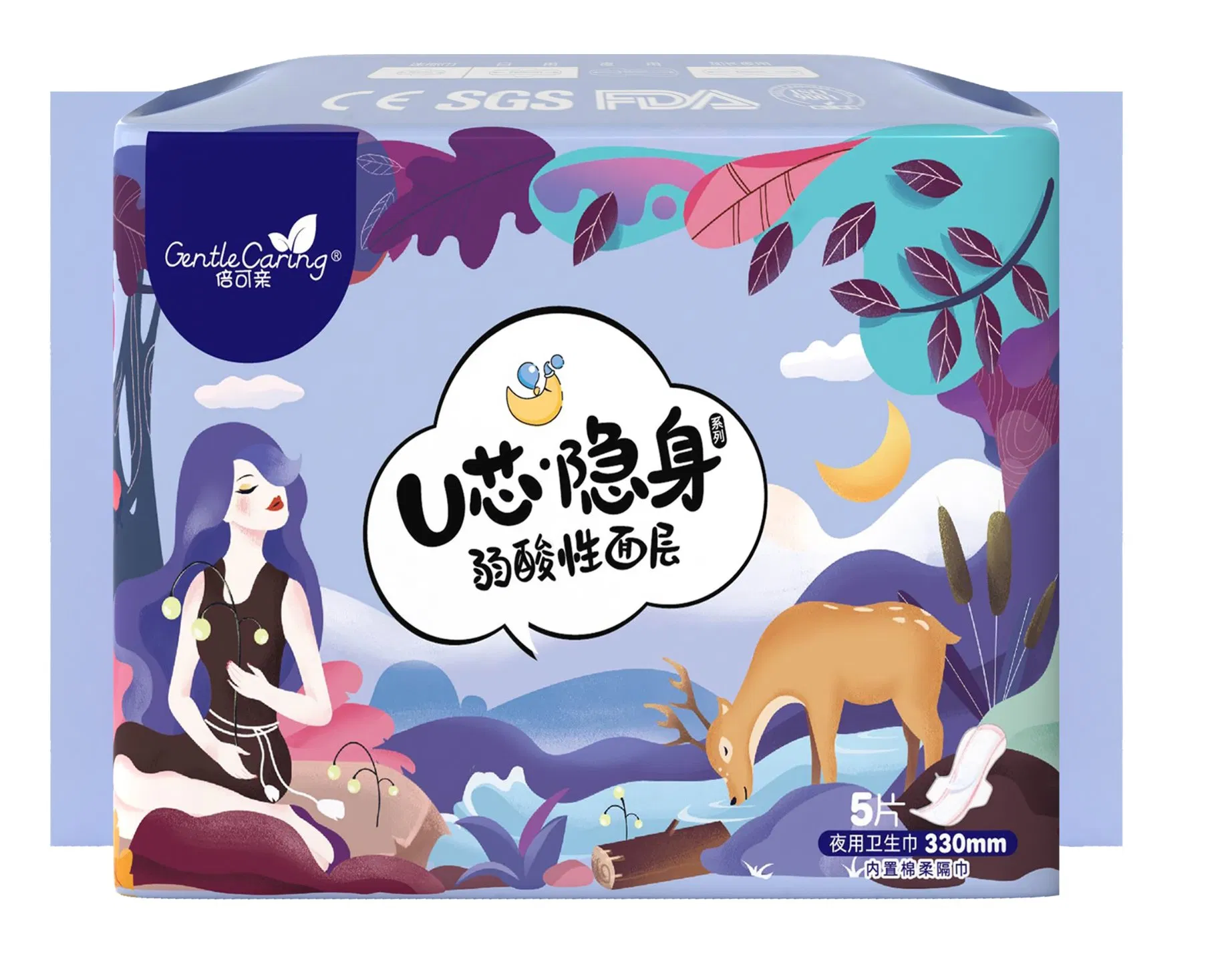 Jwc Weak Acid Top Sheet Sanitary Napkin with High Quality