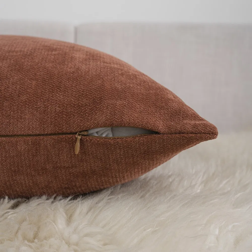 Decorative Throw Pillow Covers 18 X 18 Inches, Textured Chenille Square Pillow Covers for Couch Sofa Bed Living Room