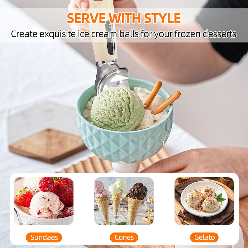 Heated Ice Cream Scoop - 3-Speed Electric Warming Scooper, Rechargeable USB-C Fast Charge with LED Display, IP67 Waterproof Head for Hard Ice Cream/Gelato, Easy