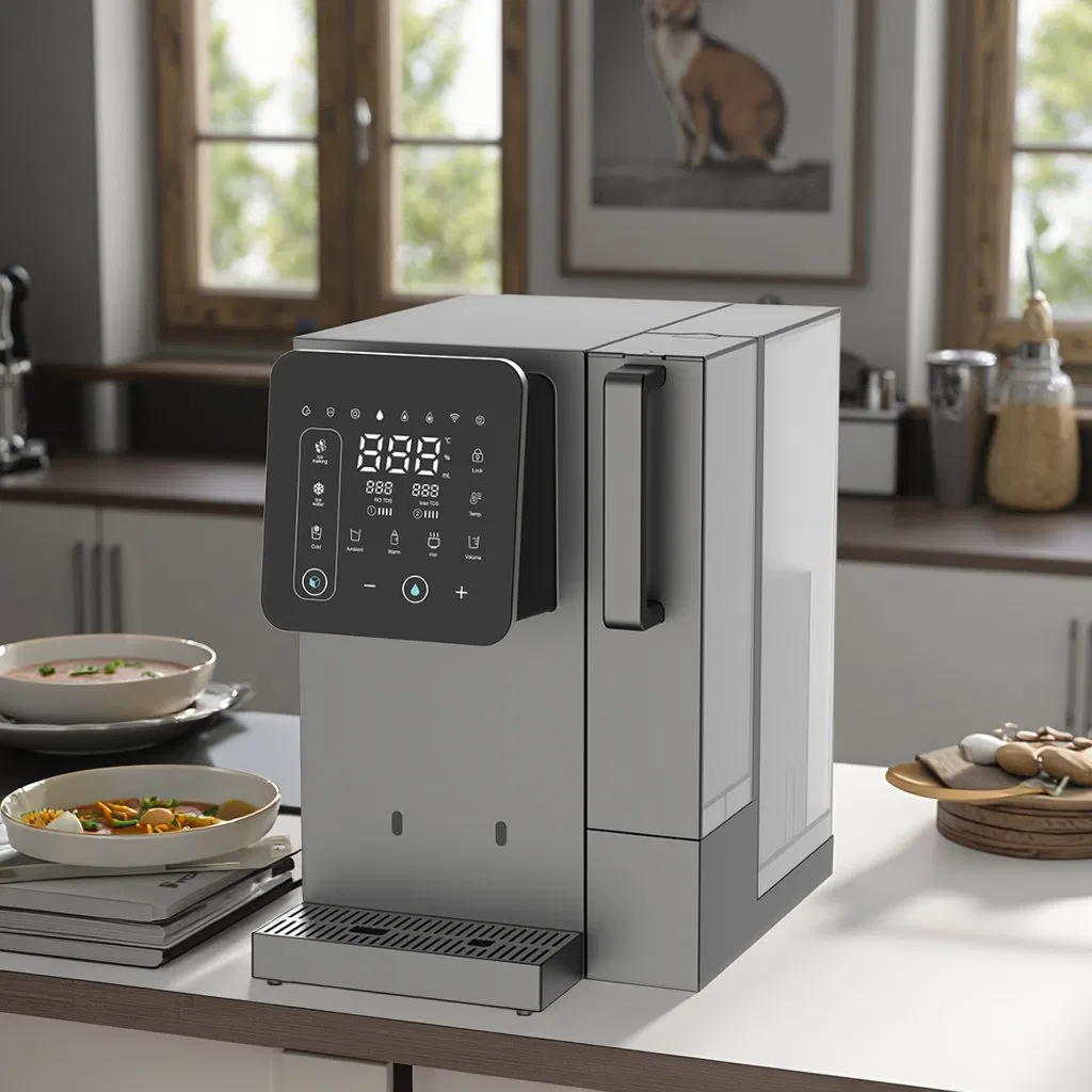 Commercial Best 304 Stainless Evaporator Countertop 100g RO Reverse Osmosis Drinking Hot Cold Ice Maker Water Purifier and Cooler