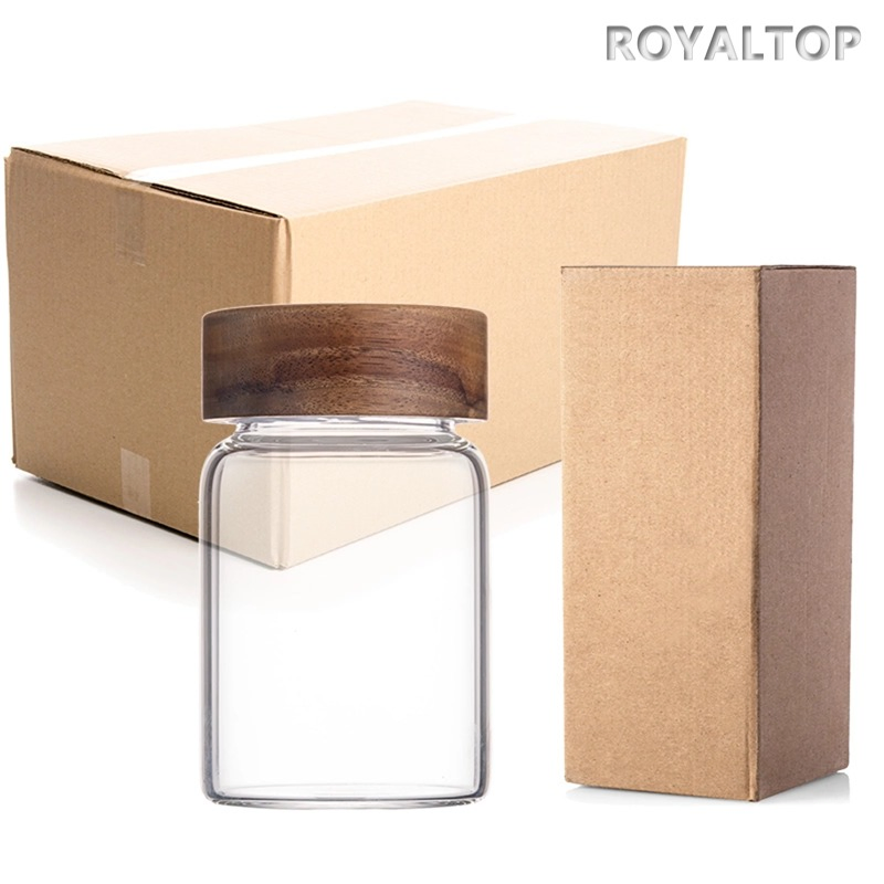 Набор стеклянных банок с деревянной крышкой 6-60 унций