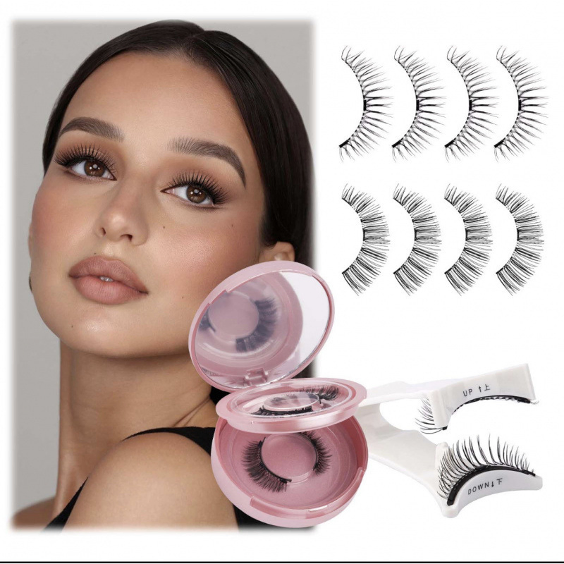 2025 Hot Private Label Natural Magnetic False Eyelashes No Glue Magnetic Eye Lash with Applicator False Eyelashes