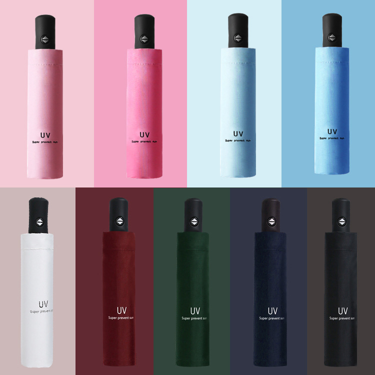 Promotional 8rib Cheap 3 Folding OEM Custom Rain Sun Gift Advertising Outdoor Sunshade Automatic UV Umbrella with Logo Printing