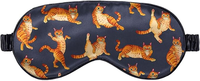 100%Silk Eyemask with Printed Design and Adjustable Tightness