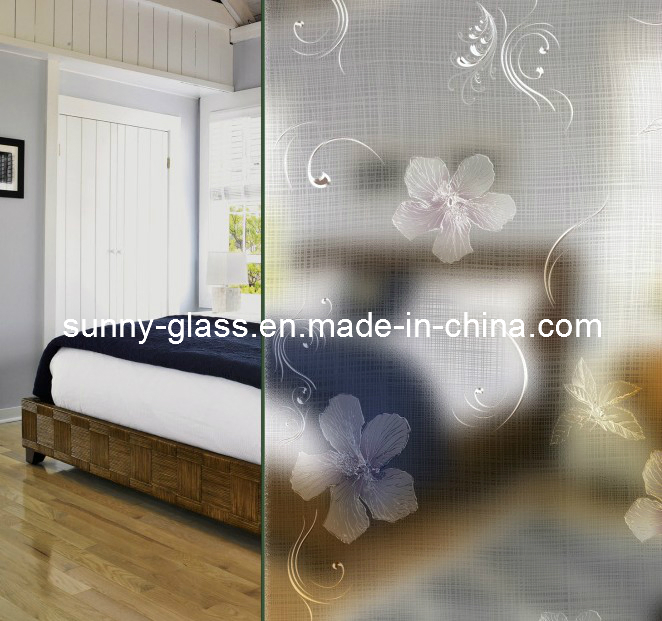 4-12mm Frosted Glass Acid Etched Paint Coated Glass
