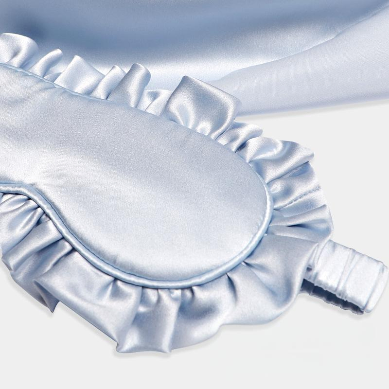 100% Mulberry Silk Eye Mask Manufacturer Customized Spot Wholesale Home Textile Bedding Comfortable Wood Ear Edge Blackout Silk Eye Mask