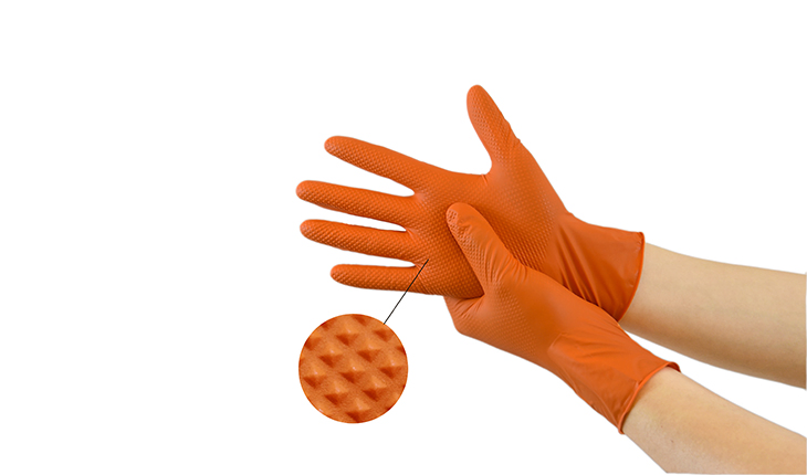 Diamond Textured Nitrile Glove Disposable Safety Gloves Green Color Nitrile Gloves