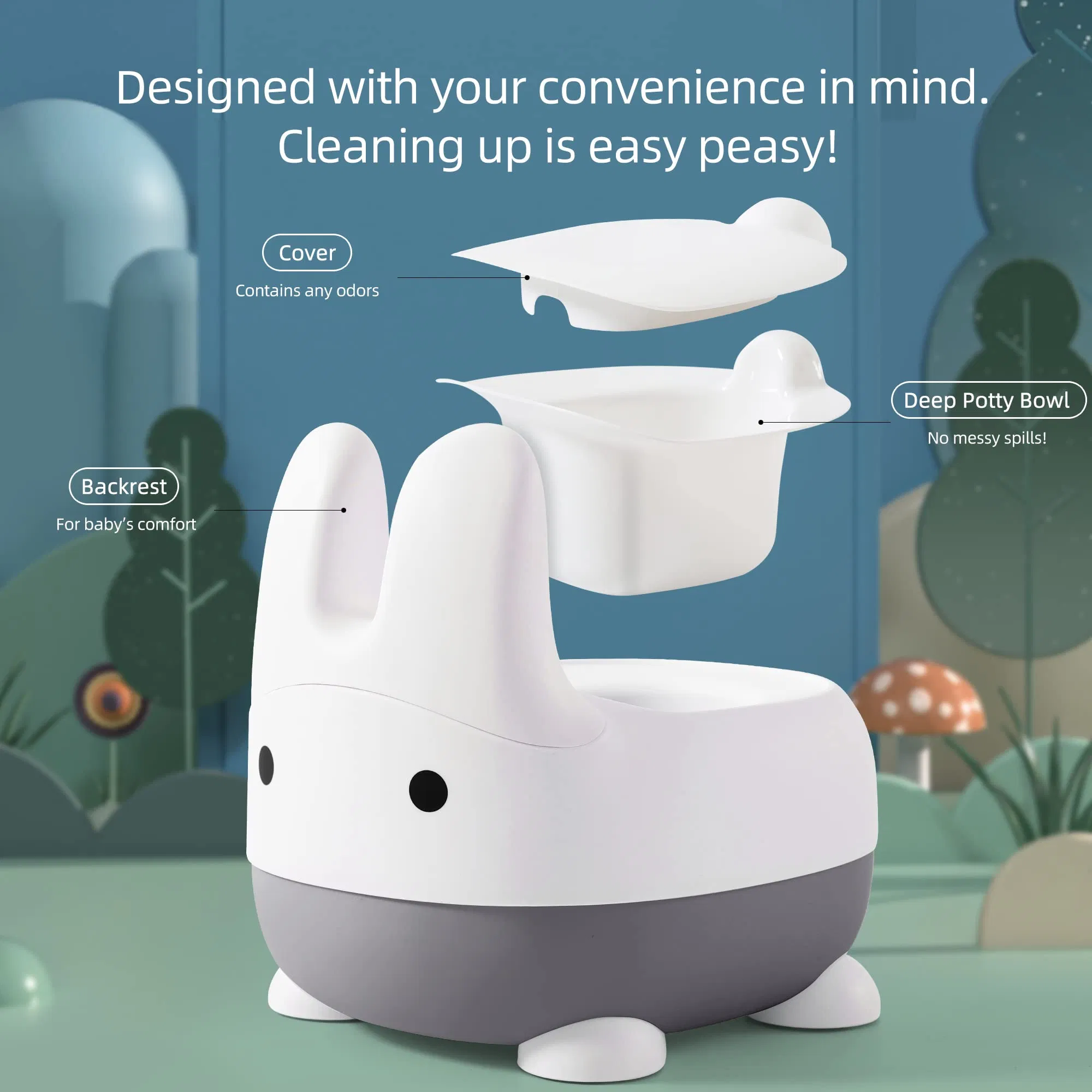 Bunny Potty Training Chair Cute Toddler Clean Travel Seat Boys Girls Toddler Potty Seat