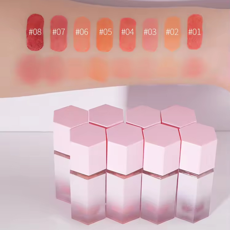 Exquisite Blush Hexagonal Shape Frosted Tube Smooth Soft Blusher with Private Label