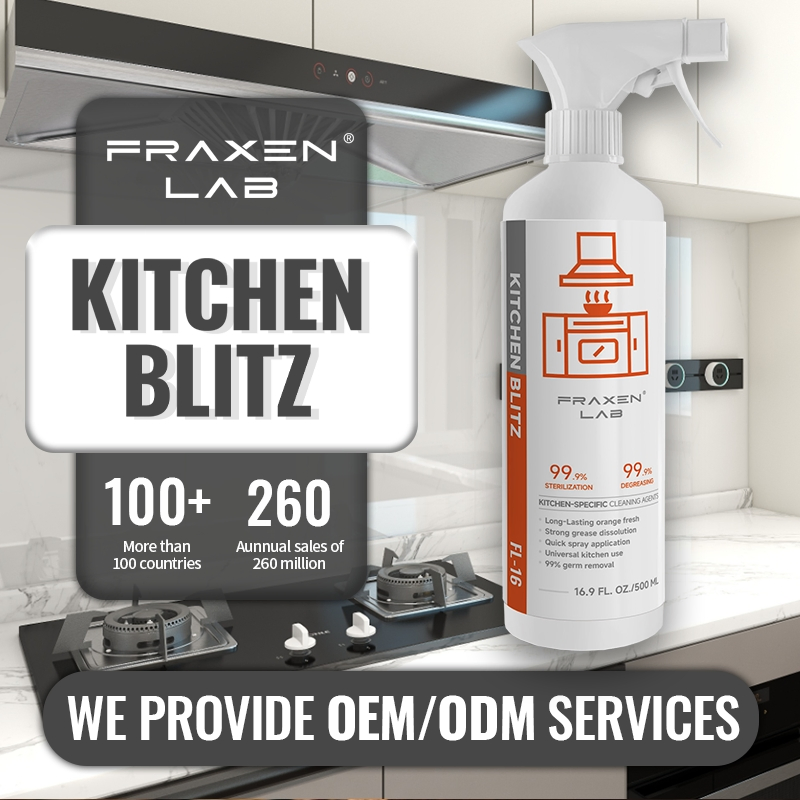 Fraxen Wholesale Price Grease Cleaner Kitchen Foaming Cleaner Spray Multi Purpose Oil Remover