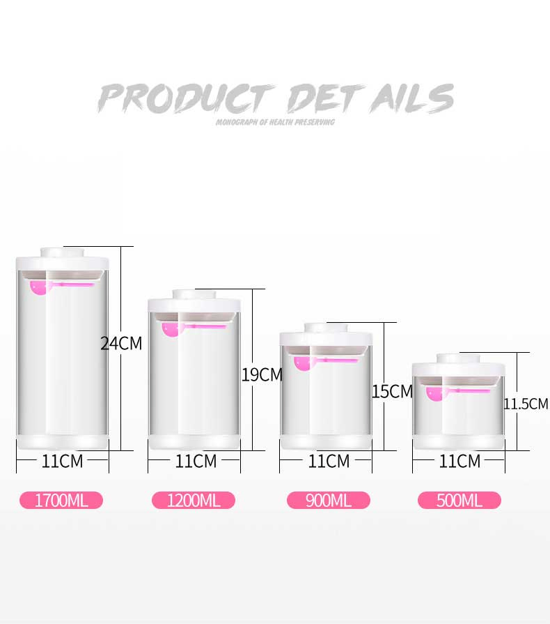 Set of Stackable High Borosilicate Glass Canister with Pop Cap Glass Storage Jar