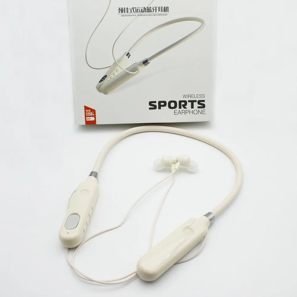 Беспроводные наушники BT-12 Beige на шее