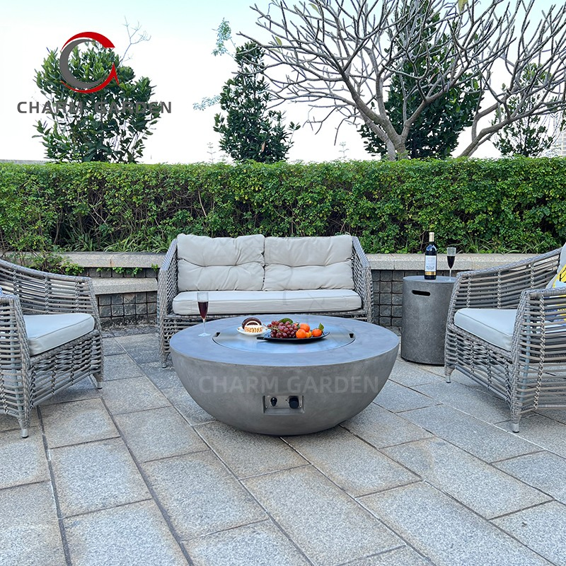 Modern Stylish in Stock Original Concrete Look Propane Natural Gas Fire Bowl Outdoor Fireplace