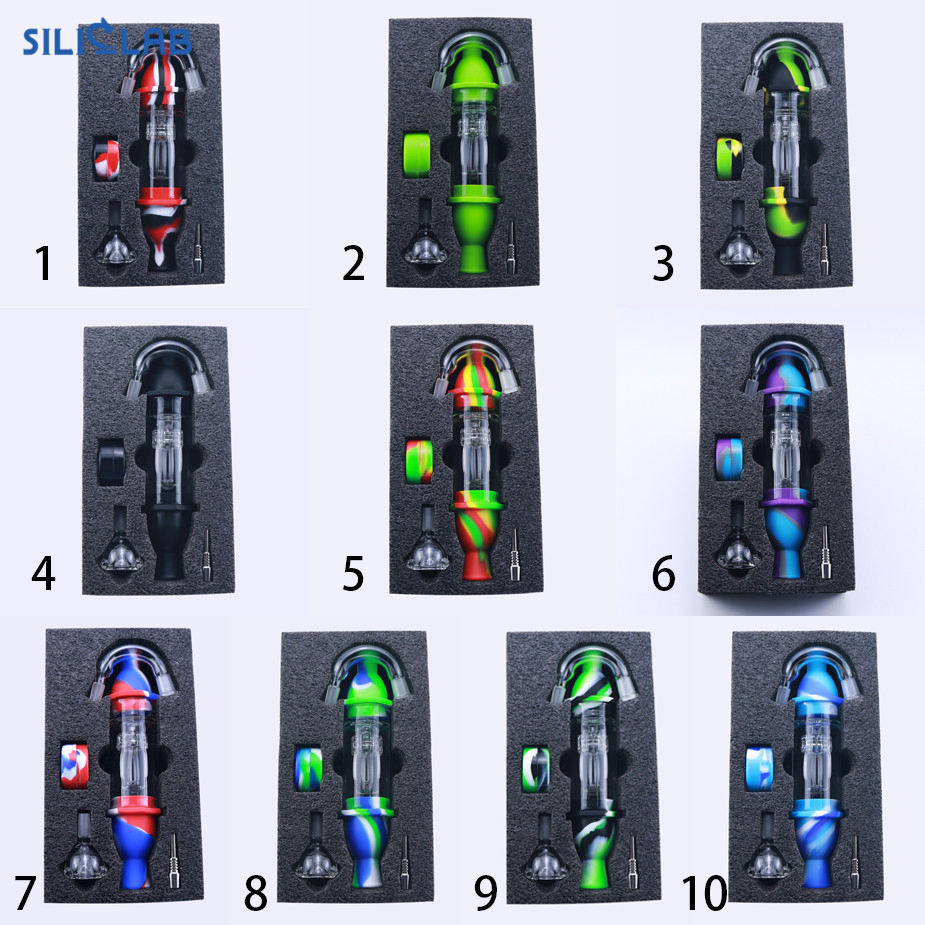 Gift Box Glass Water Pipe Set 6in1 Nectar Collector DAB Rig Travel Kit Glass Oil Burner Smoking Bubbler Pipes