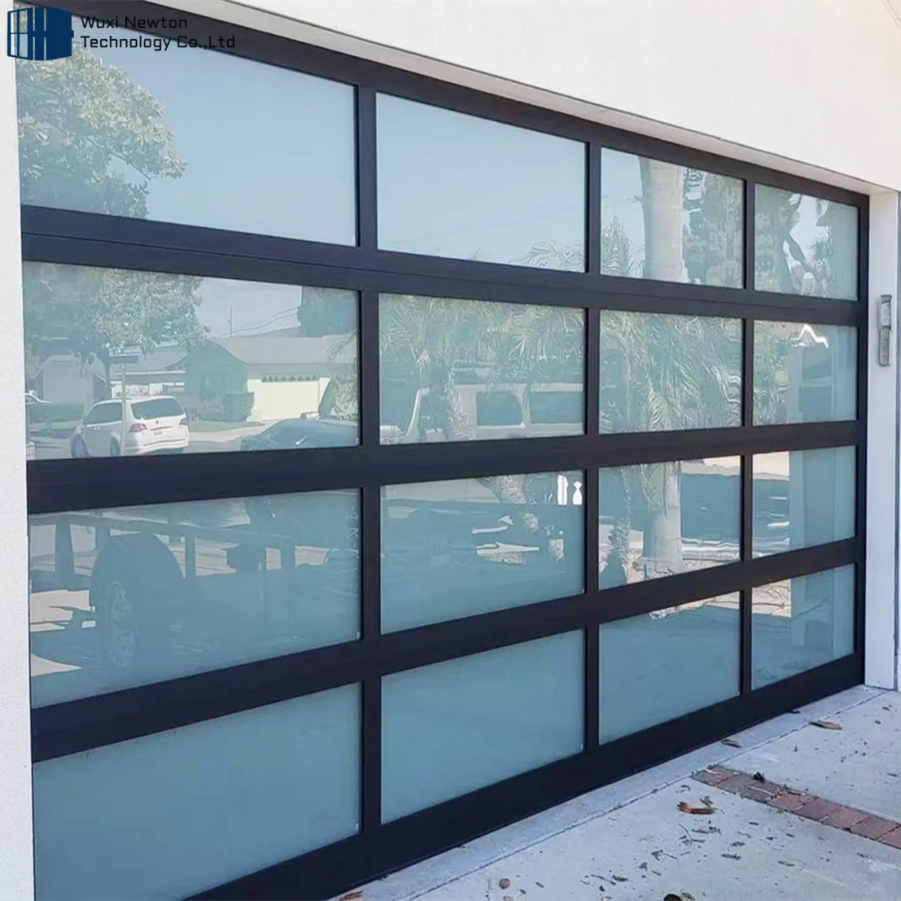Factory Price Luxury Modern Full View Automatic Aluminum Glass Garage Door with Motor