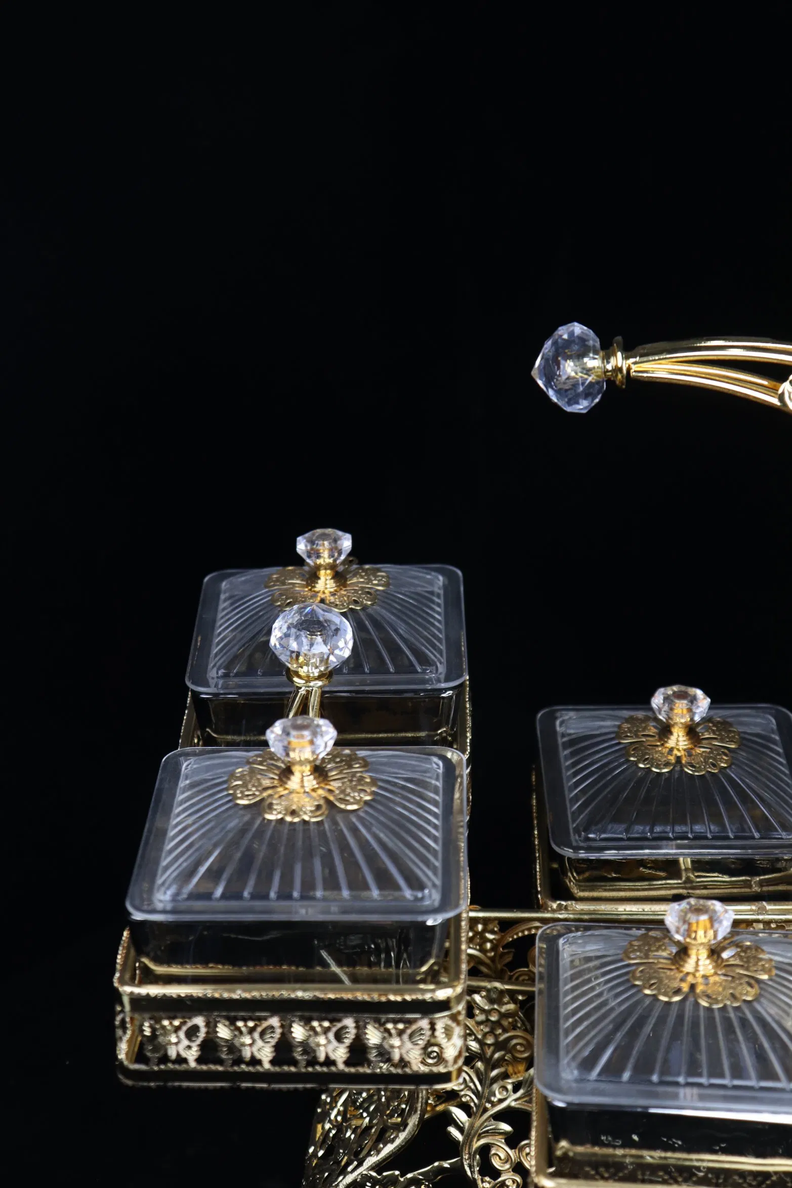 Elegant Glass Jar and Gold-Plated Iron Candy Bowl Decor Set