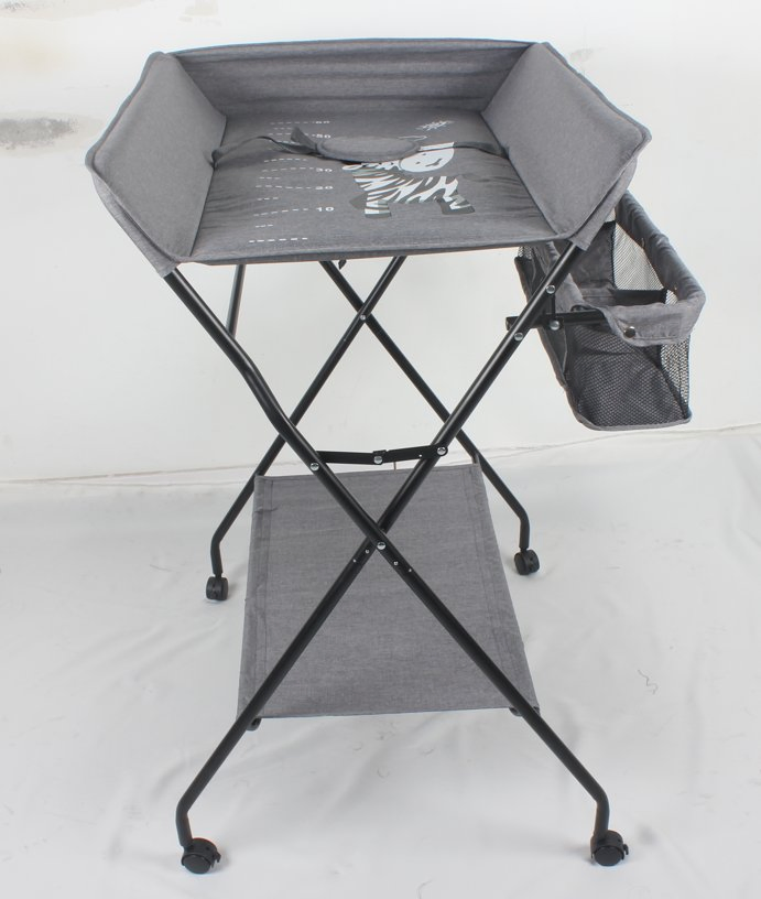 Portable Baby Diaper Changing Table with Folding Stand and Bathtub Newborn Infant Nursery Table with Safety Belt and Large Storage Rack