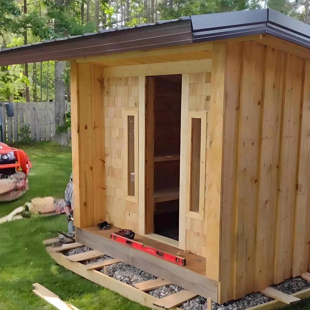 Heavy-Duty Rust-Resistant Square Outdoor Sauna Designed for Coastal Area Home Settings