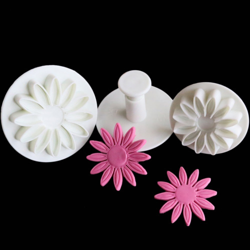 3PCS Plastic Sunflower Fondant Tools Cake Embosser Baking Supplies Cake Decorating Plunger Cutter