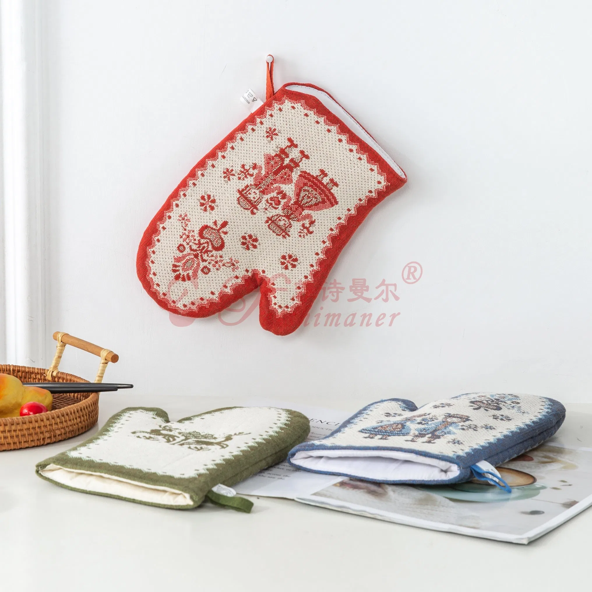 Oven Mitts Anti-Scalding Cotton Placemats Insulation Pads Baking Kitchen Gloves