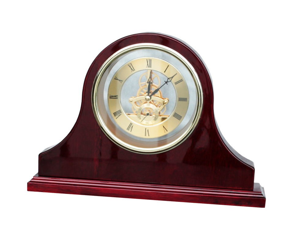 Grand Rosewood Piano Finish Wooden Mantel Desk Clock Skeleton Movements