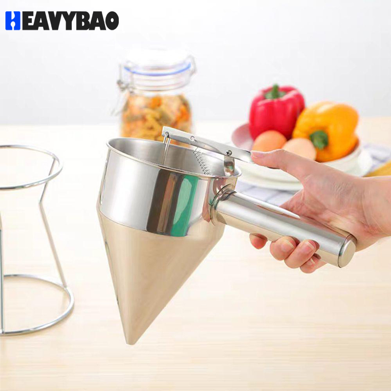 Heavybao Stainless Steel Waffle Batter Dispenser Cooking Tool Funnel