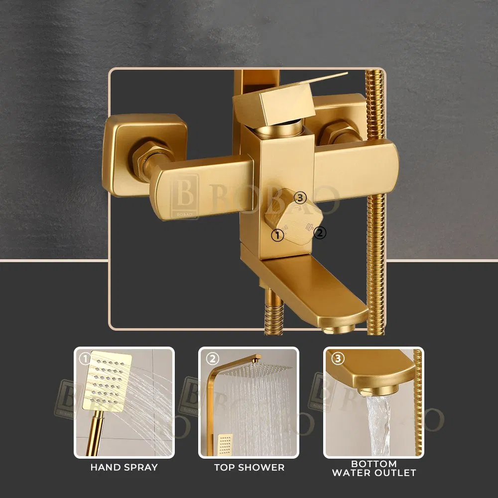 Luxury Shower Faucet Bathroom Stainless Steel 3 Function Rain Shower Set