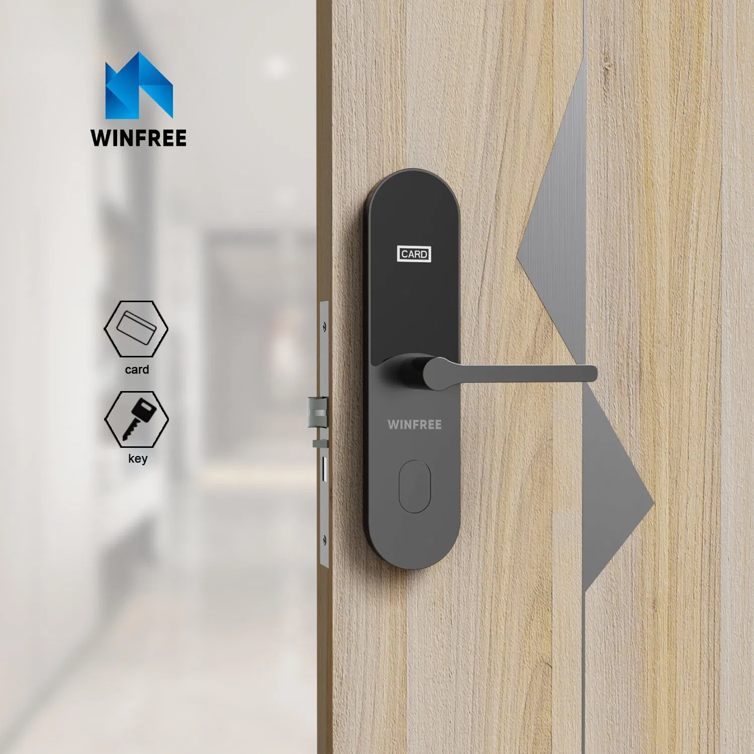Key Card Smart Electronic Locks Modern Hotel Door Locks for Wooden Door