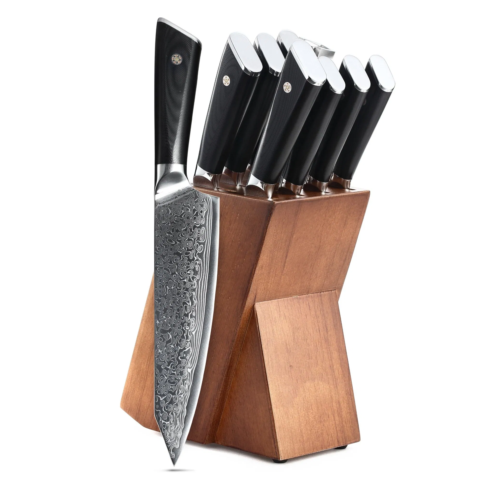 Набор кухонных ножей Damascus Steel с деревянной ручкой