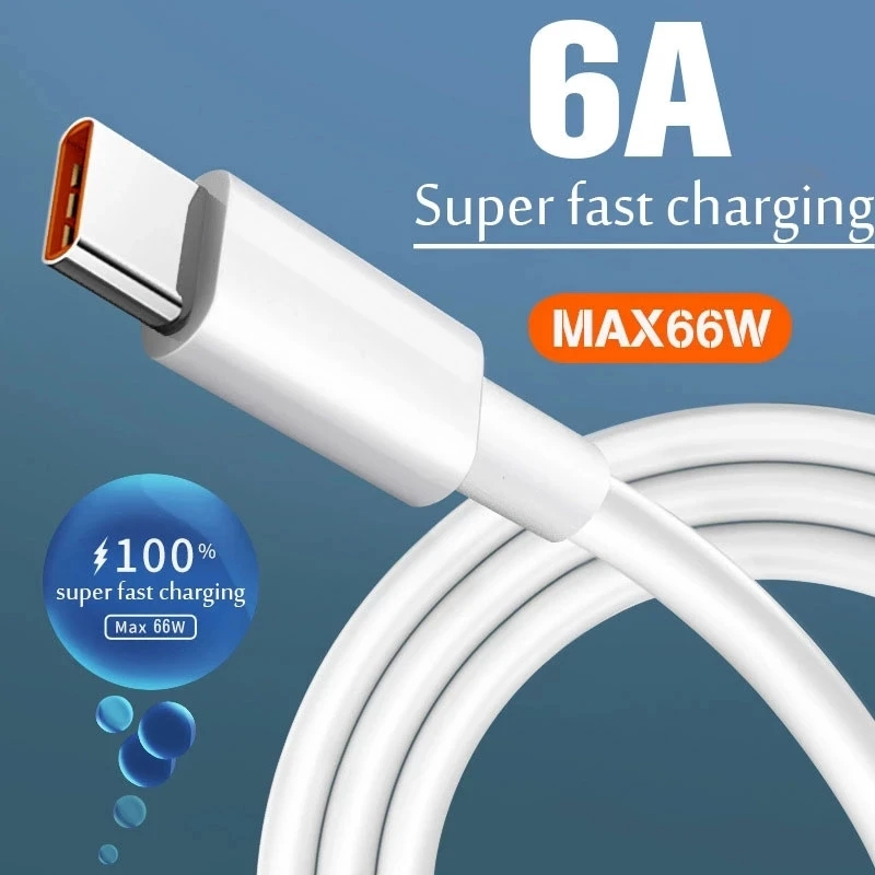 Кабель USB-A на USB-C 6A, 1 метр, быстрая зарядка