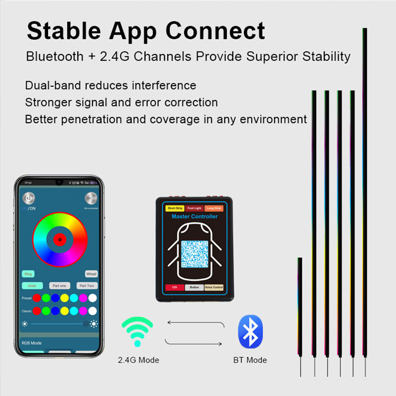 Dream Color 22-in-1 RGB Wireless APP Control Car Ambient LED Light Kit