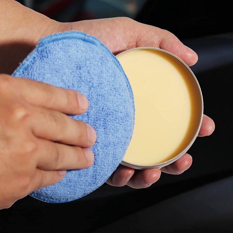 Premium 5-Inch Round Wax Polishing Sponge Pad with Comfortable Grip