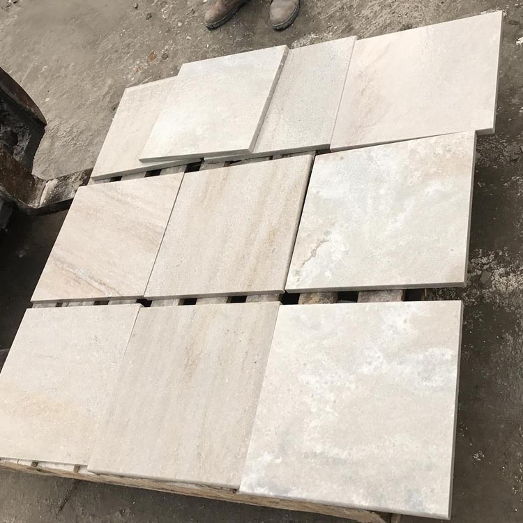 Non-Slip Finish Natural White Quartzite Flamed Swimming Pool Coping Stone