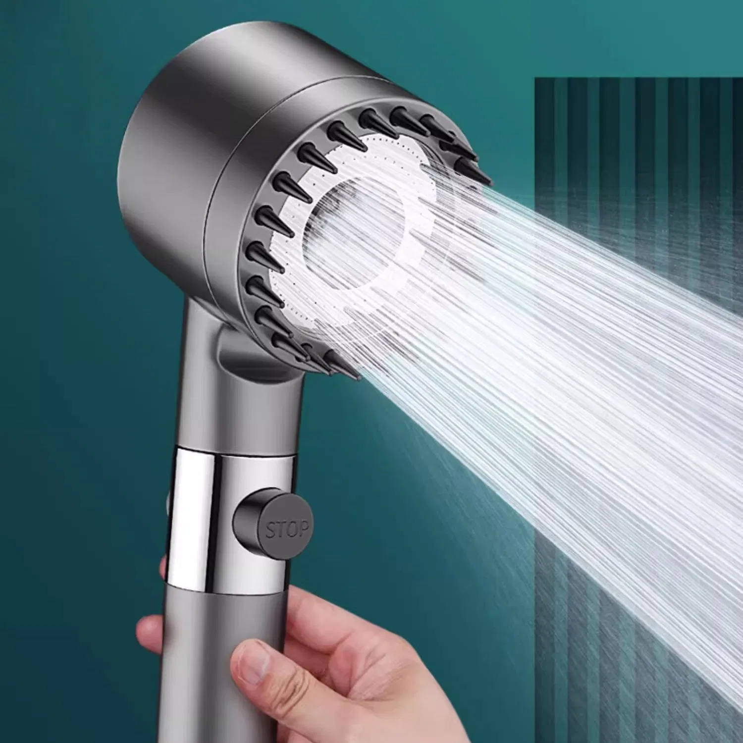 Powerful Pressurised Hand Shower Negative Ion Filter Nozzle Bathroom Shower Head
