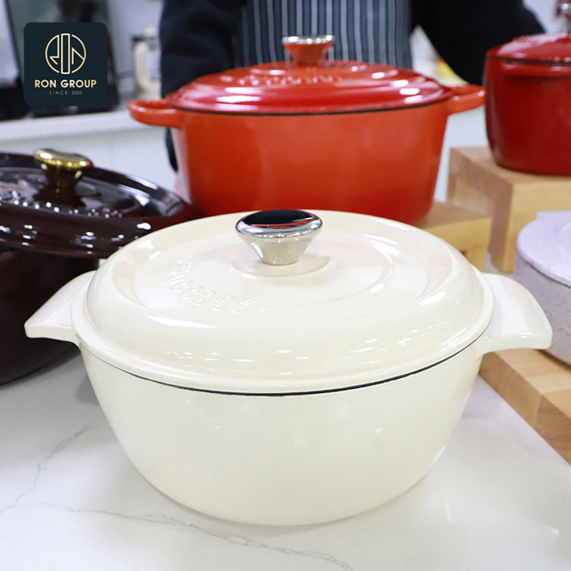 Wholesales Modern Hotel Restaurant Enamel Iron Buffet Food Service Casseroles Cooking Pot for Commercial Kitchenware Dinner Cutlery