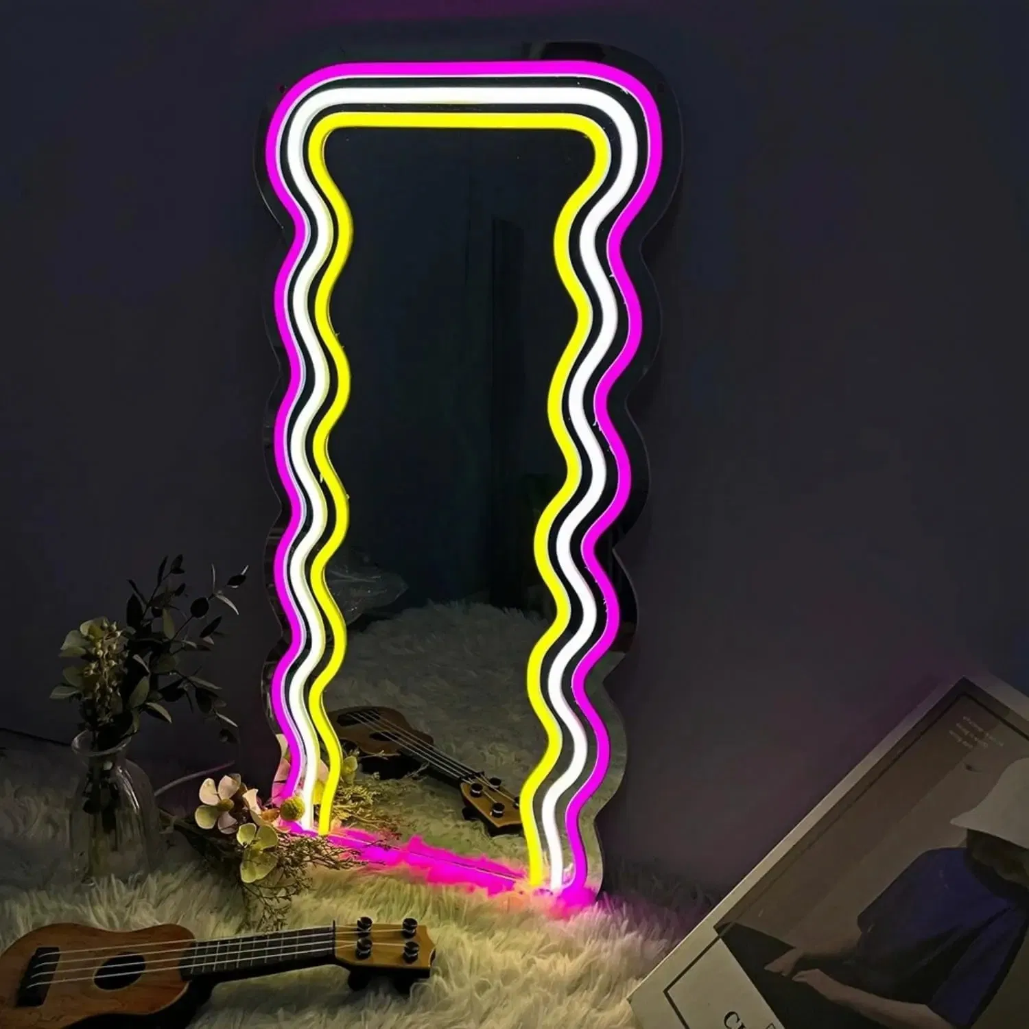 Mirror Neon Sign USB Dimmable LED Light for Studio Dorm Bedroom Game Room Bar Home Decoration Gift Night Light