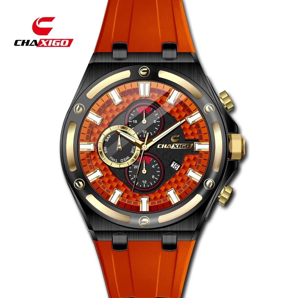 Chaxigo Men's Silicone Waterproof Luminous Calendar Multifunctional Quartz Watch