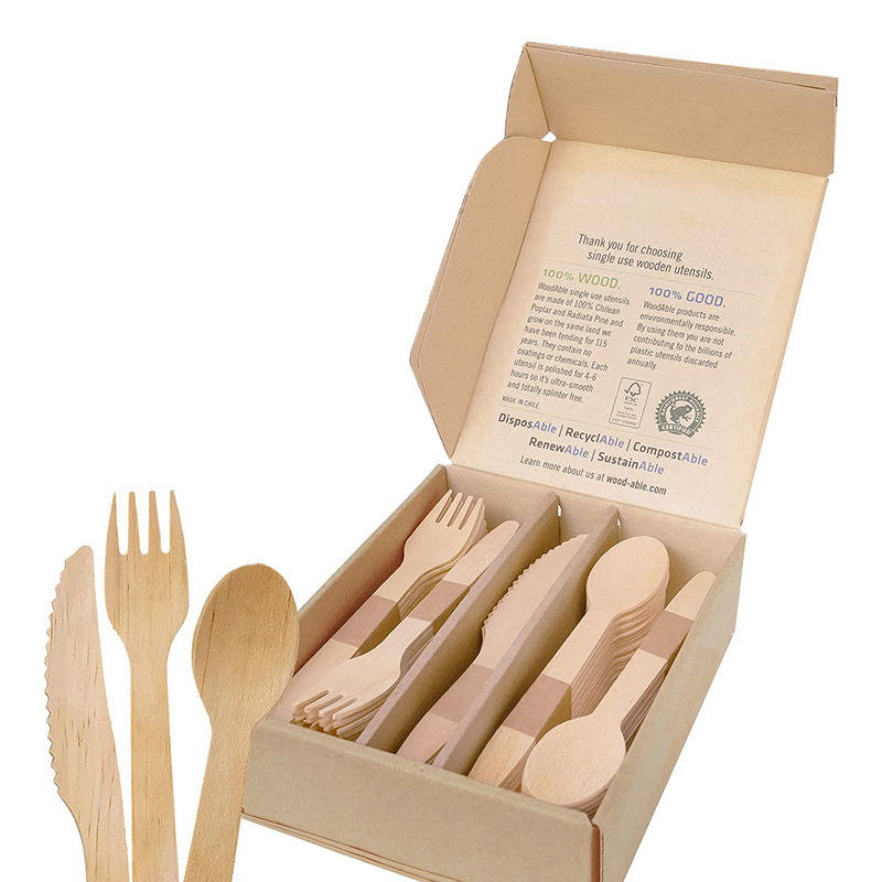 Wood Cutlery Compostable Wooden Spoons for Cooking Biodegradable Wooden Knife