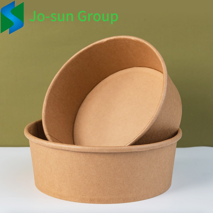 Jo-Sun Hot Sale 32 Oz Disposable Food Container Brown Kraft Paper Bowl Soup Salad Bowl