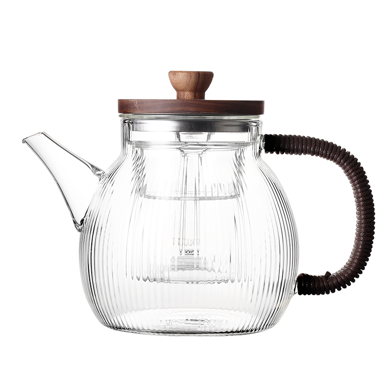 Hot Selling Glass Tea Pot Set Heat Resistant Theiere Tetera Glass Teapots with Wooden Lids