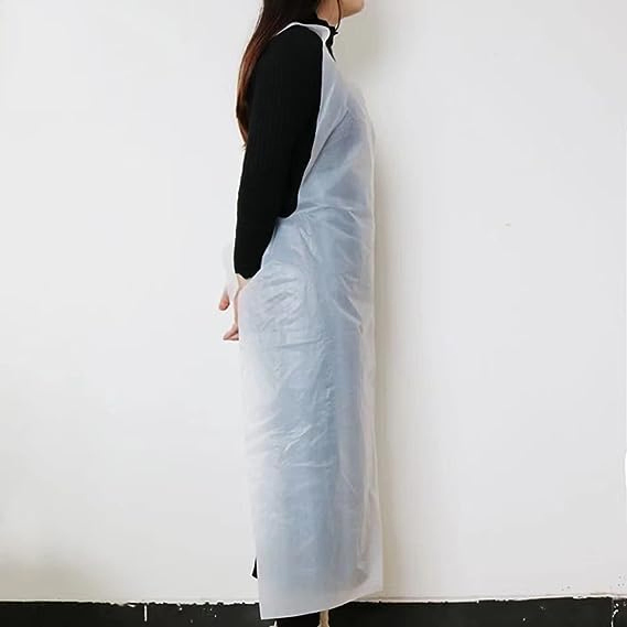 Thicken Lengthen Disposable Plastic Adults Aprons for Dinner, BBQ, Cooking, Painting