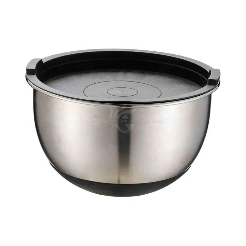 Hot Sale Durable 5PCS Stainless Steel Mixing Bowl Sets Salad Bowl Set with Plastic Lid
