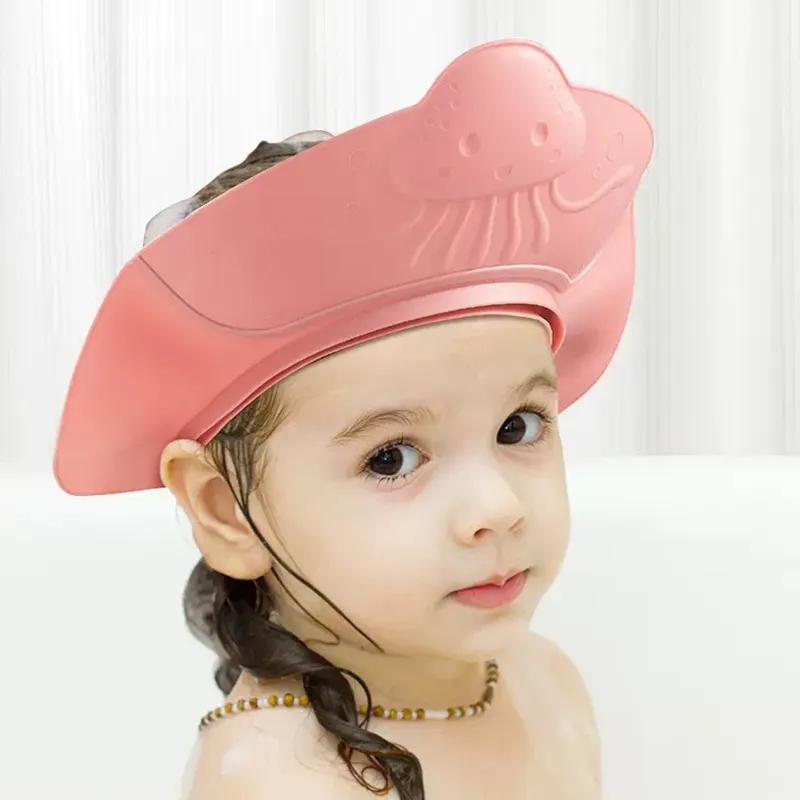 Free Sample Rubber Material Soft Baby Shampoo Shower Protection Hat Baby Shower Cap
