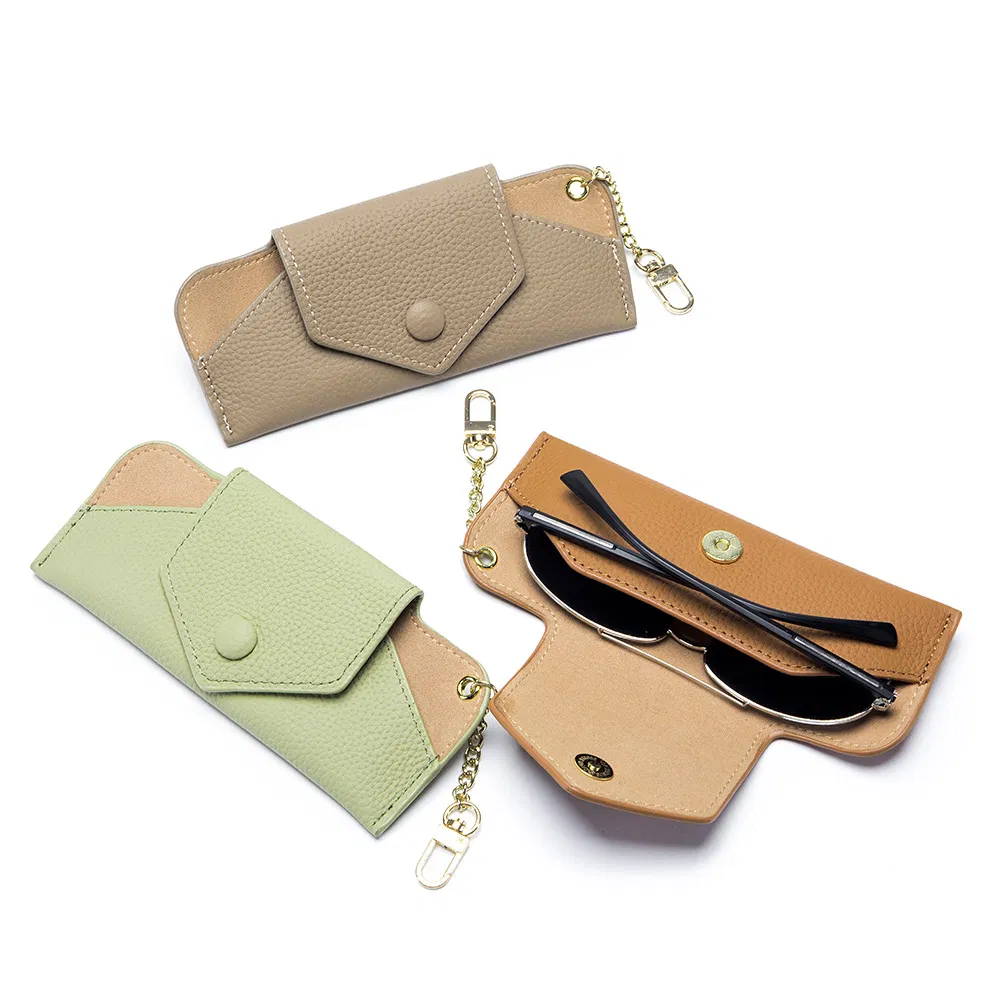 New Fashion Wholesale Luxury Sunglass Cases Blue Luxury Custom Logo Leather Case Carrying Pouch Bag for Sunglasses