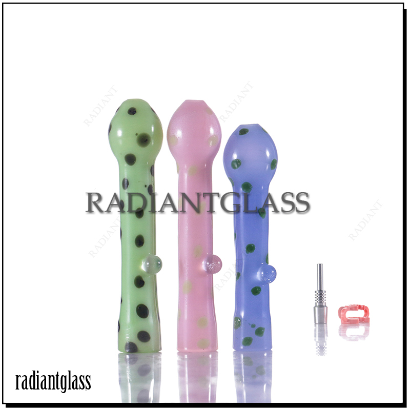 Spotted Pattern Glass Nectar Collector with 10mm Titanium Nail DAB Tool Smoking Accessories